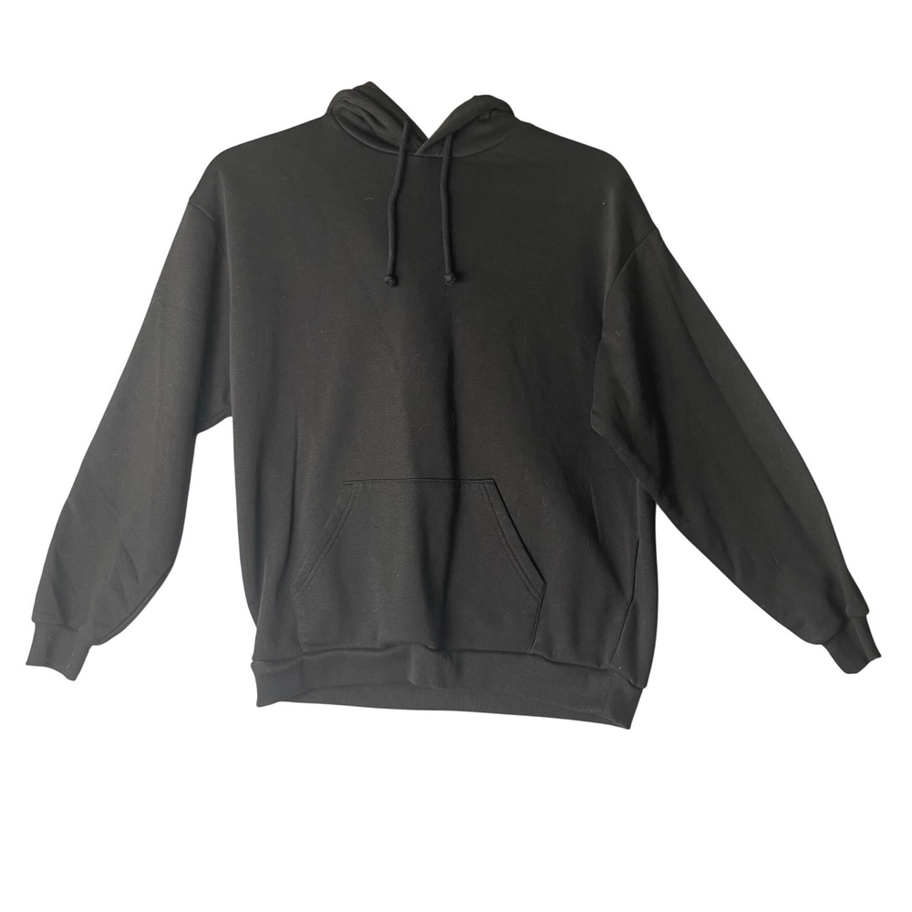 Pimkie Women‎ Black Solid Fleece Lined Pullover Hoodie Kangaroo Pocket Size S